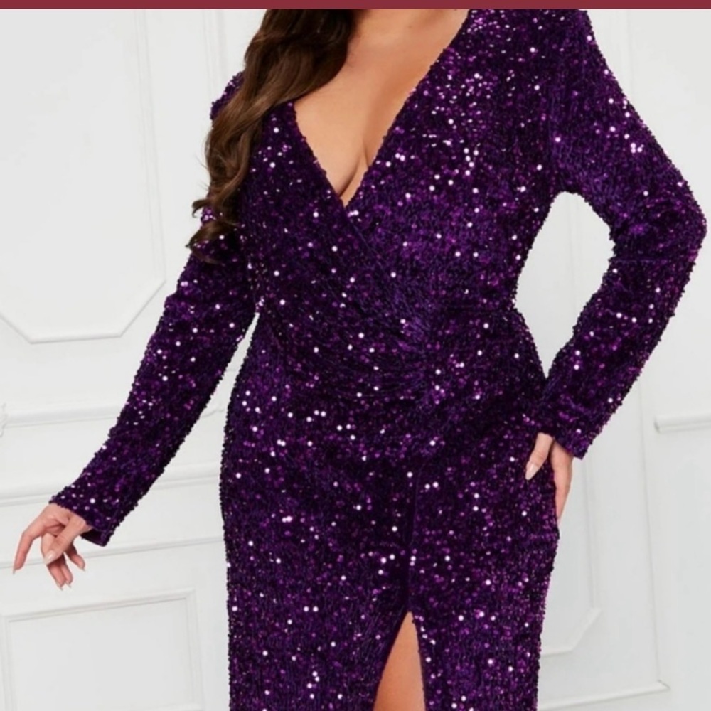Fashion Nova Elegant Purple Sequin Dress